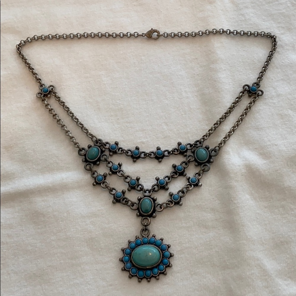 Turquoise necklace- choker chain